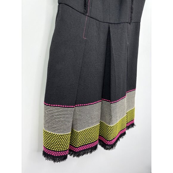 Trina Turk Abela Fringe Embroidered Fit and Flare Sleeveless Dress Black Size 6 - Picture 4 of 10